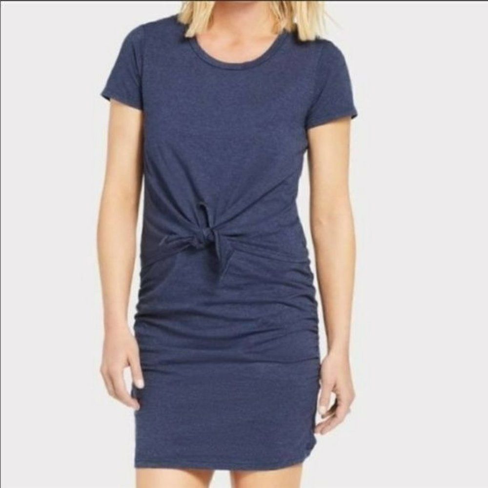 SUNDRY Tie Waist Tee Dress in Navy sz 1 EVEREVE